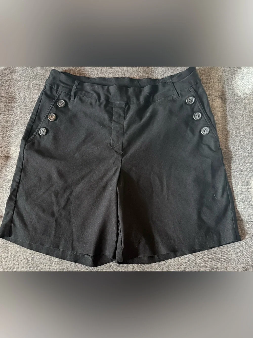 TRIBAL JEANS Brand Women's Black Button-Detail Bermuda Shorts